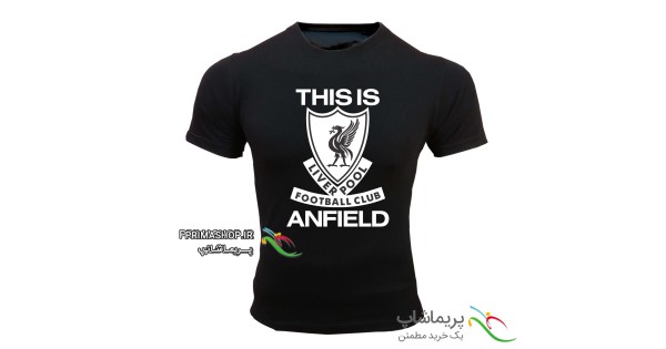 تیشرت مشکی باشگاه لیورپول، با طرح This Is Anfield، مناسب هواداران فوتبال برای نمایش علاقه به تیم