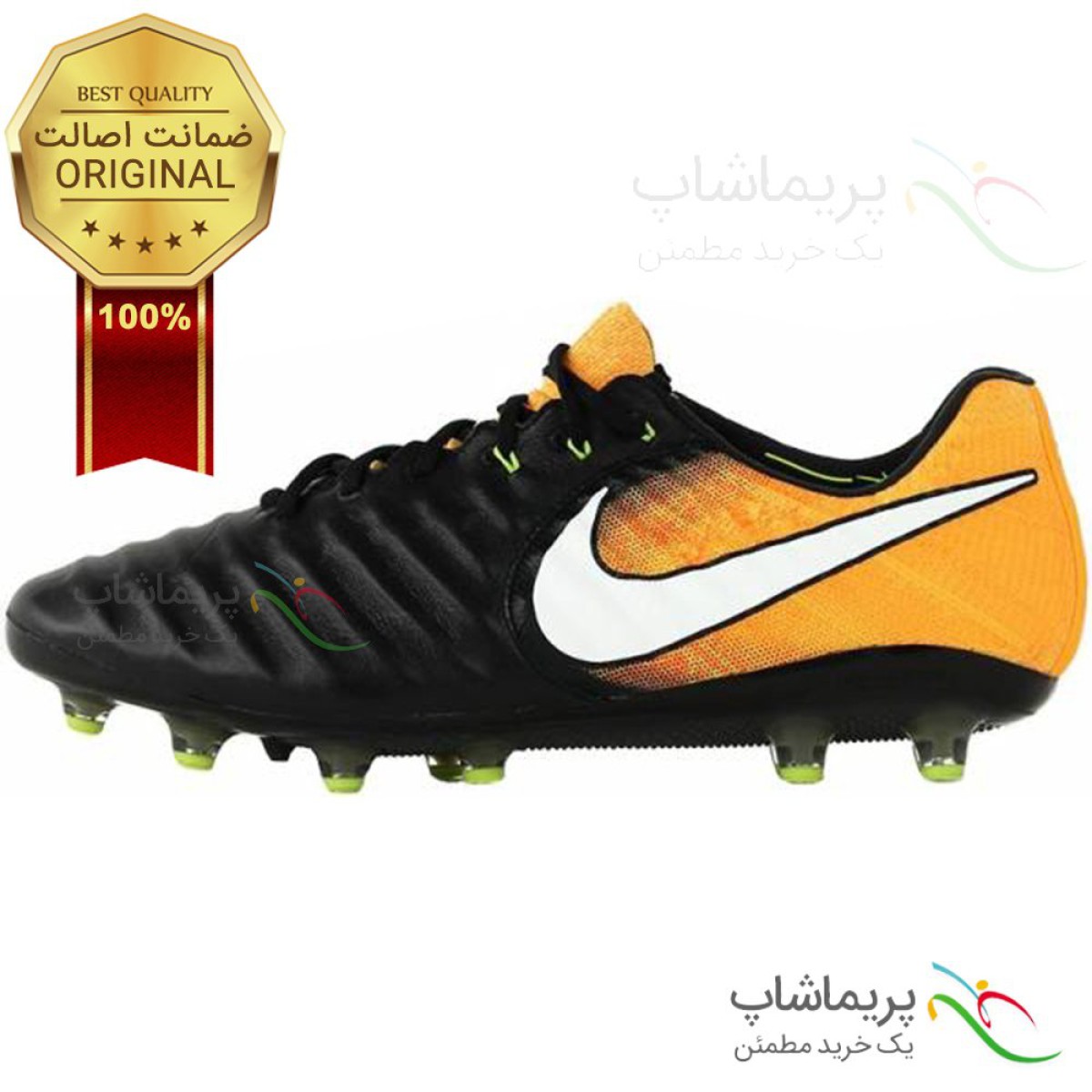 کفش فوتبال نایک تمپو legend VII FG  اورجینال با رنگ مشکی و نارنجی