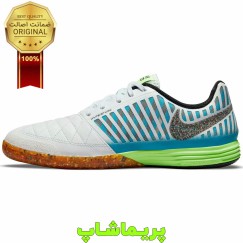 کفش فوتسال نایک تمپو لونار گتو2 آبی سفید اورجینال -Nike-LunargatoII -IC-BlueWhite 