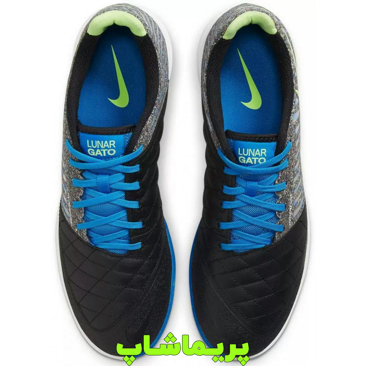 کفش فوتسال نایک تمپو لونار گتو 2 مشکی آبی اورجینال Nike-LunargatoII -IC-WhiteBlackBlue