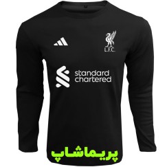 لباس هواداری لیورپول مشکی با اسپانسر | تیشرت آستین بلند