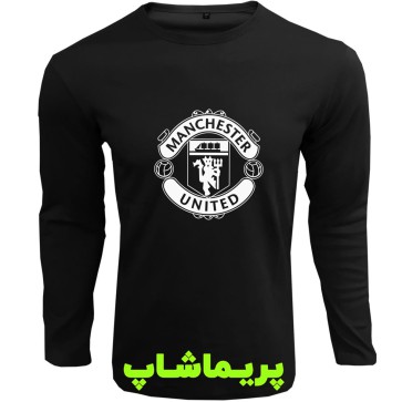 لباس منچستریونایتد مشکی طرح لوگو بزرگ | تیشرت آستین بلند