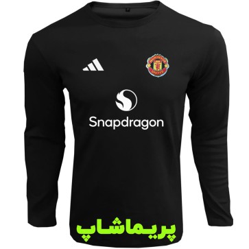 لباس هواداری منچستریونایتد مشکی با اسپانسر| تیشرت آستین بلند