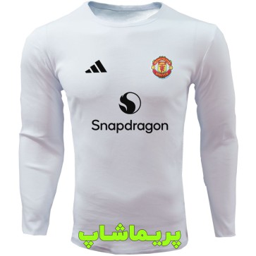 لباس هواداری منچستریونایتد سفیدبا اسپانسر| تیشرت آستین بلند