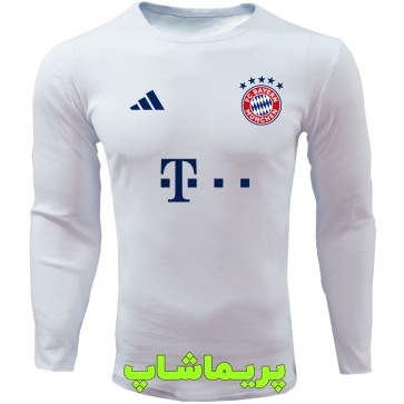 لباس هواداری بایرن مونیخ سفید با اسپانسر | تیشرت آستین بلند