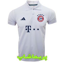 پولوشرت بایرن مونیخ سفید دو دکمه یقه دار 