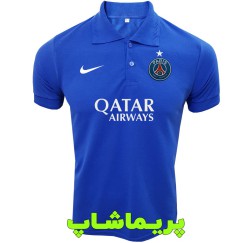 پولوشرت پاریس سن ژرمن آبی دو دکمه یقه دار 