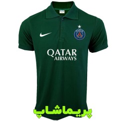 پولوشرت پاریس سن ژرمن سبز دو دکمه یقه دار 