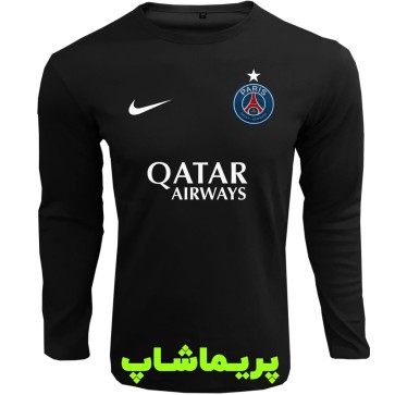 لباس هواداری پاریس سن ژرمن مشکی با اسپانسر | تیشرت آستین بلند