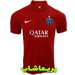 پولوشرت پاریس سن ژرمن قرمز دو دکمه یقه دار 