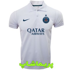 پولوشرت پاریس سن ژرمن سفید دو دکمه یقه دار 