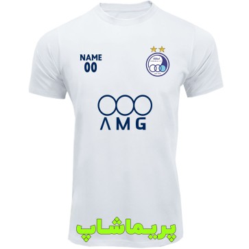 تیشرت استقلال آستین کوتاه سفید با اسپانسر و نام دلخواه