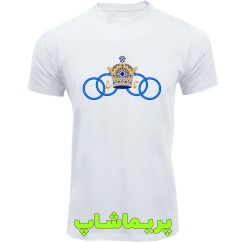 لباس طرح تاج رنگی استقلال آستین کوتاه سفید 