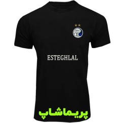 تیشرت استقلال آستین کوتاه مشکی با اسپانسر
