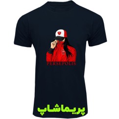 لباس طرح دختر پرسپولیسی آستین کوتاه سرمه ای 