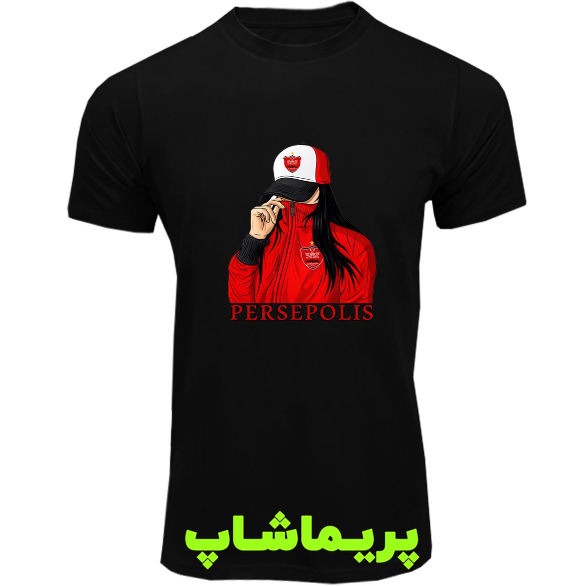 لباس طرح دختر پرسپولیسی آستین کوتاه مشکی لباس طرح دختر پرسپولیسی آستین کوتاه مشکی