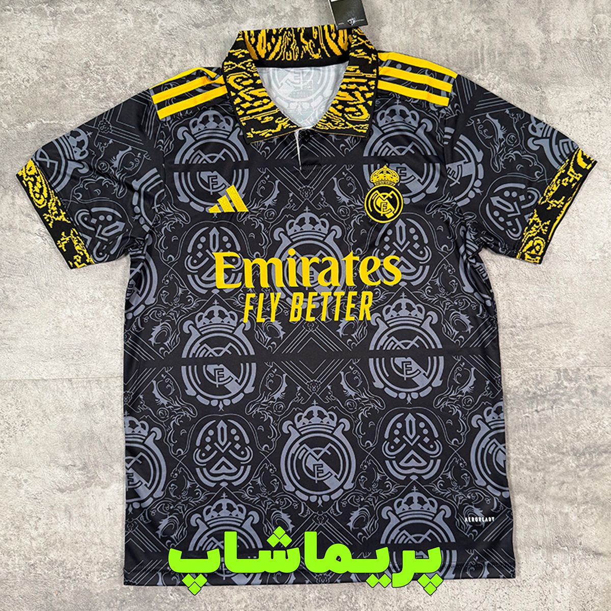 لباس کانسپت رئال مادرید مشکی یقه دار