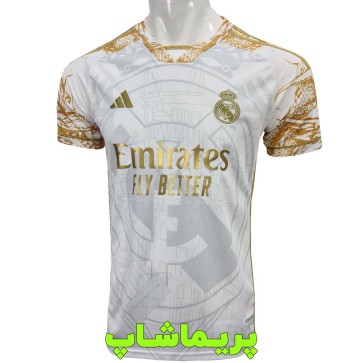 لباس کانسپت لوگو رئال مادرید سفید طلایی