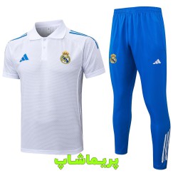 ست پولوشرت شلوار رئال مادرید سفید آبی 