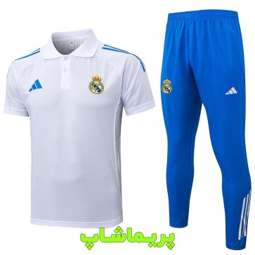 ست پولوشرت شلوار رئال مادرید سفید آبی