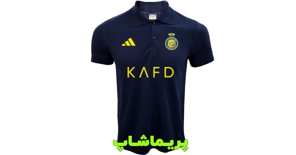 پولوشرت النصر سرمه ای همراه با طرح اسپانسر