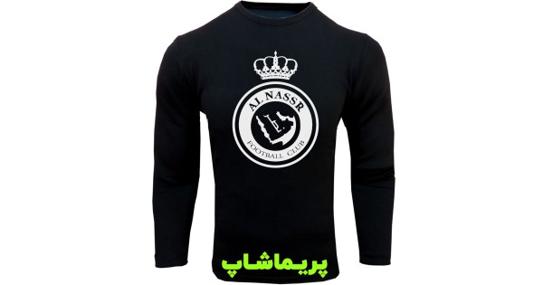 تیشرت آستین بلند النصر مشکی با طرح لوگو بزرگ