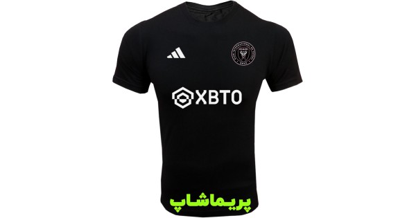 تیشرت اینتر میامی آستین کوتاه مشکی با اسپانسر