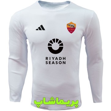 لباس هواداری رم سفید با اسپانسر | تیشرت آستین بلند