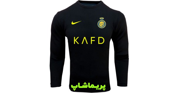 تیشرت النصر آستین بلند مشکی با اسپانسر