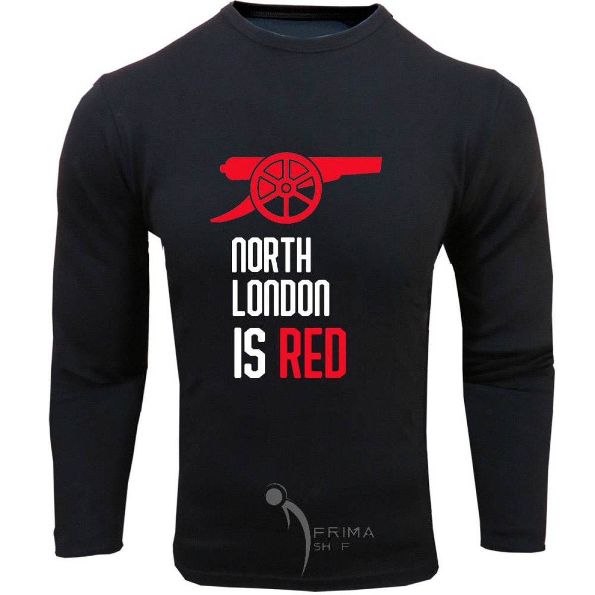لباس آرسنال مشکی آستین بلند طرح north london is red