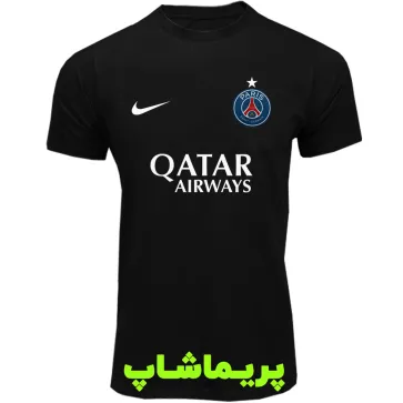 لباس هواداری پاریس سن ژرمن مشکی با  اسپانسر | تیشرت آستین کوتاه