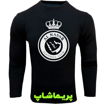 تیشرت النصر آستین بلند مشکی طرح لوگو بزرگ