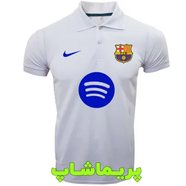 پولوشرت بارسلونا سفید با اسپانسر پولوشرت بارسلونا سفید با اسپانسر