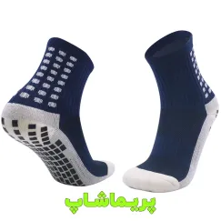 جوراب استپ دار فوتبال سرمه ای ساق کوتاه 