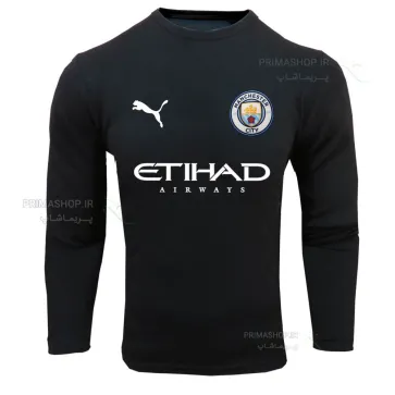 لباس منچسترسیتی  مشکی با اسپانسر | تیشرت آستین بلند