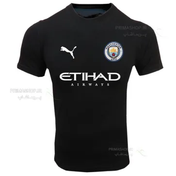 لباس هواداری منچسترسیتی مشکی با اسپانسر | تیشرت آستین کوتاه